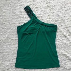 Emerald green one-shoulder top